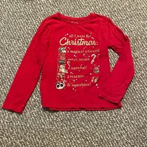 The Children's Place Red Christmas Long Sleeve Tee and Patterned Pants Set